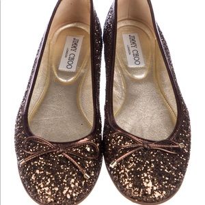 Jimmy Choo Metallic Gold Flats Size 8